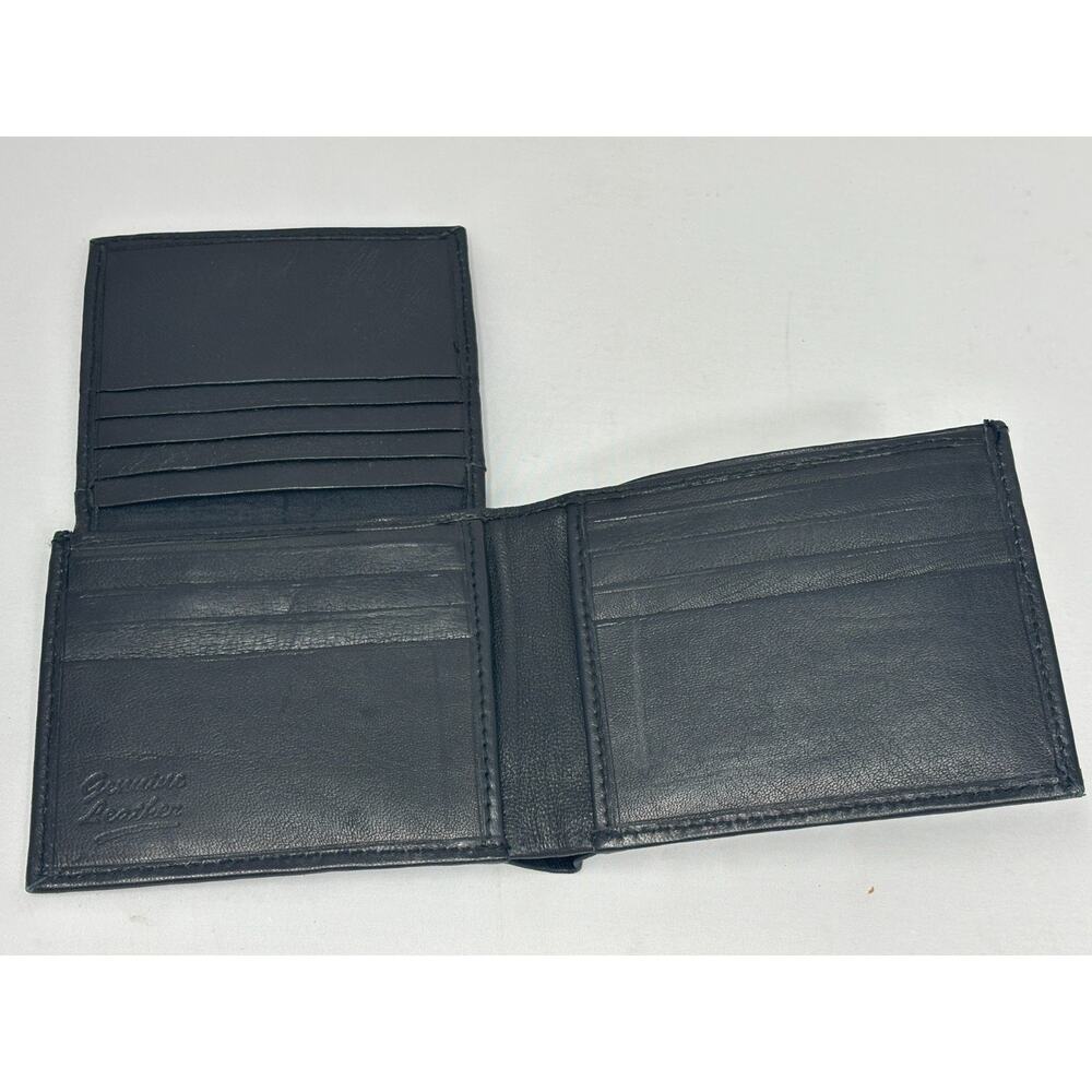 Black Leather Wallet Bi-Fold w/‎ Fold Out 3.5" x 4.25"
